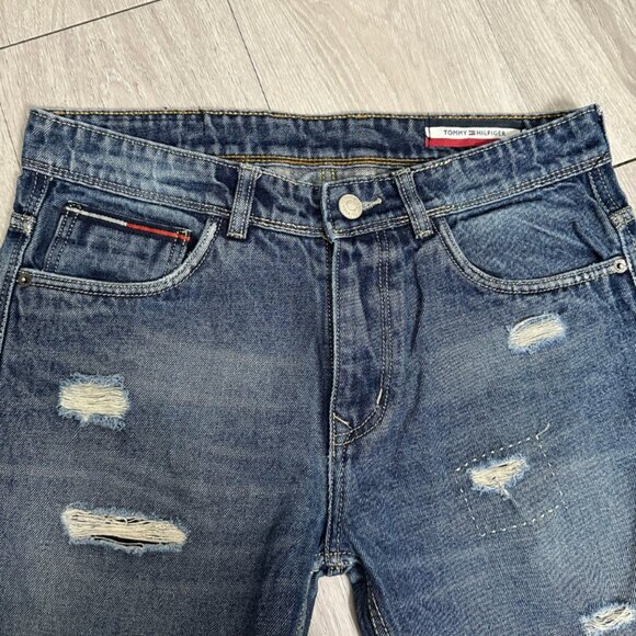 Vintage Y2K Tommy Hilfiger Men's Distressed Denim Blue Jeans - Size 32x30 - Picture 8 of 12